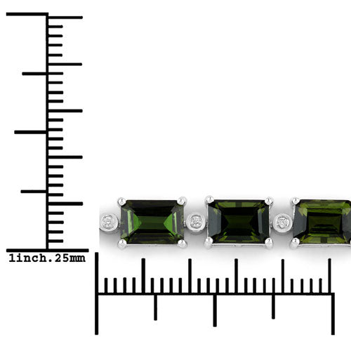 19.04 Carat Genuine Green Tourmaline and White Diamond 14K White Gold Bracelet Bids.com