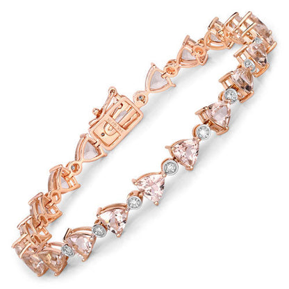 7.56 Carat Genuine Morganite and White Diamond 14K Rose Gold Bracelet Bids.com