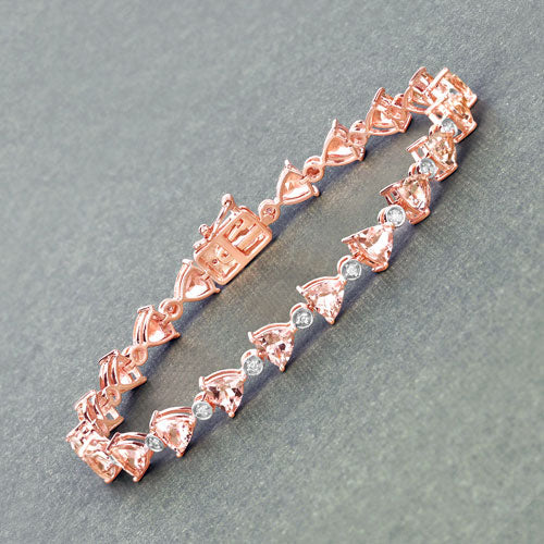 7.56 Carat Genuine Morganite and White Diamond 14K Rose Gold Bracelet Bids.com