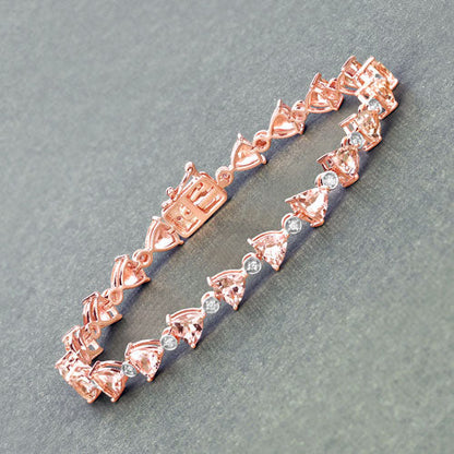 7.56 Carat Genuine Morganite and White Diamond 14K Rose Gold Bracelet Bids.com
