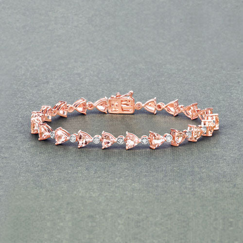 7.56 Carat Genuine Morganite and White Diamond 14K Rose Gold Bracelet Bids.com