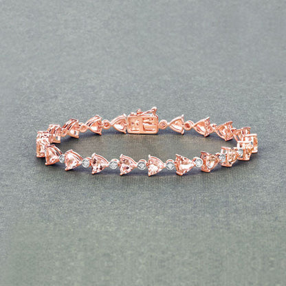 7.56 Carat Genuine Morganite and White Diamond 14K Rose Gold Bracelet Bids.com