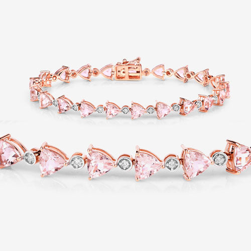 7.56 Carat Genuine Morganite and White Diamond 14K Rose Gold Bracelet Bids.com
