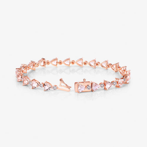 7.56 Carat Genuine Morganite and White Diamond 14K Rose Gold Bracelet Bids.com