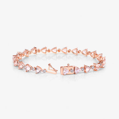 7.56 Carat Genuine Morganite and White Diamond 14K Rose Gold Bracelet Bids.com