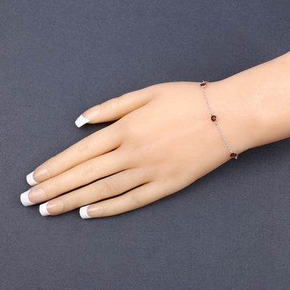 1.50 Carat Genuine Garnet .925 Sterling Silver Bracelet Bids.com
