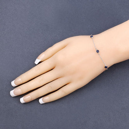 1.50 Carat Genuine Blue Sapphire .925 Sterling Silver Bracelet Bids.com