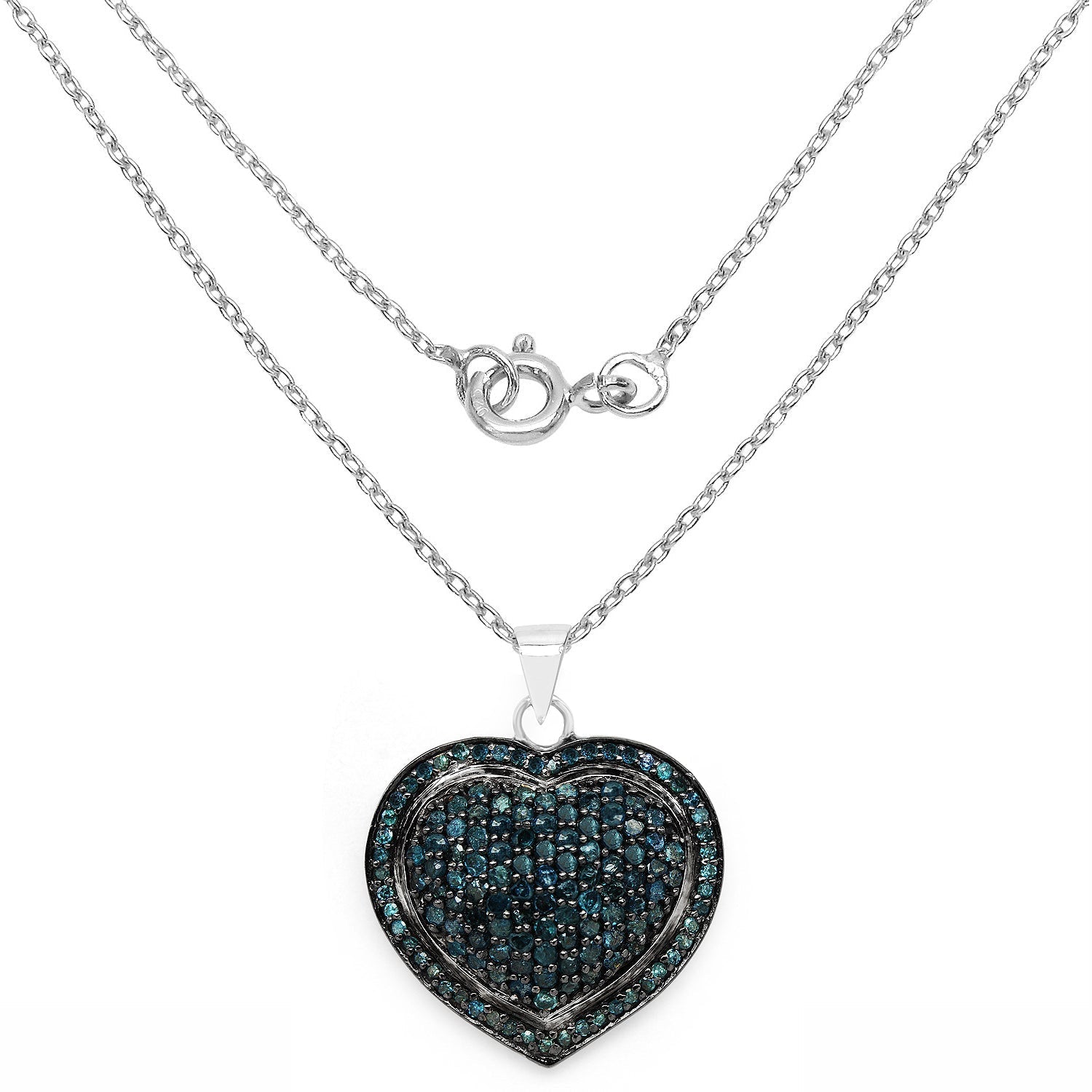 1.25 Carat Genuine Blue Diamond .925 Sterling Silver Pendant Bids.com