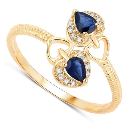 0.34 Carat Genuine Blue Sapphire and White Diamond 14K Yellow Gold Ring Bids.com