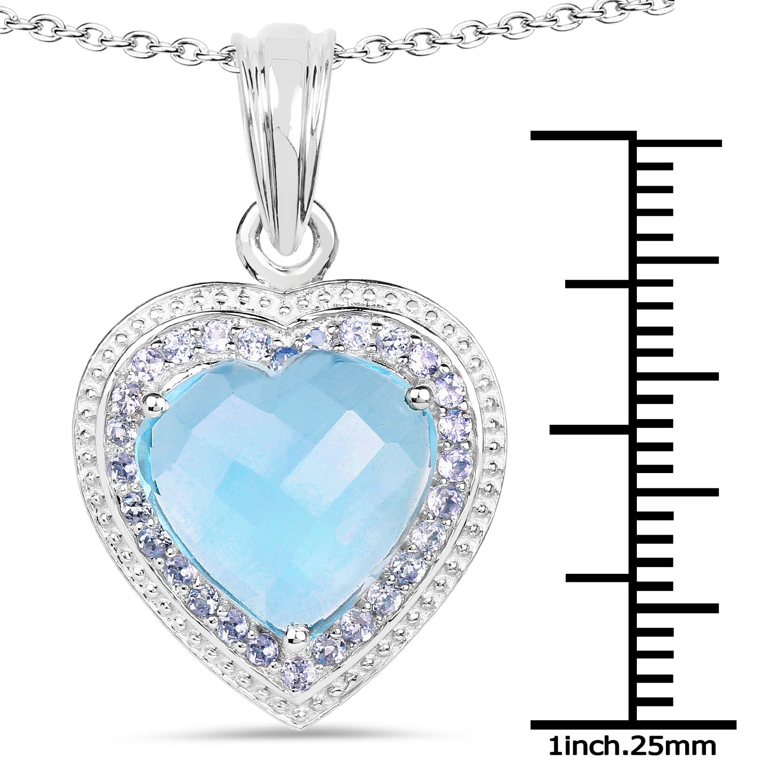 7.36 Carat Genuine Blue Topaz and Tanzanite .925 Sterling Silver Pendant Bids.com