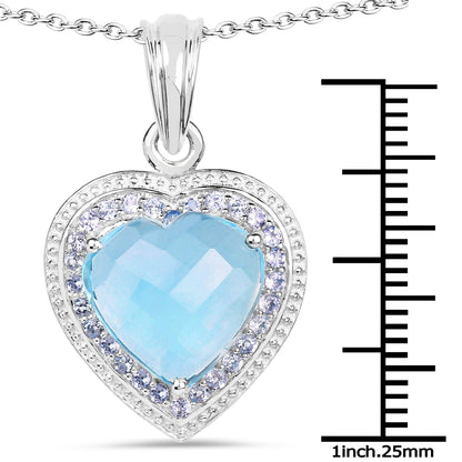 7.36 Carat Genuine Blue Topaz and Tanzanite .925 Sterling Silver Pendant Bids.com