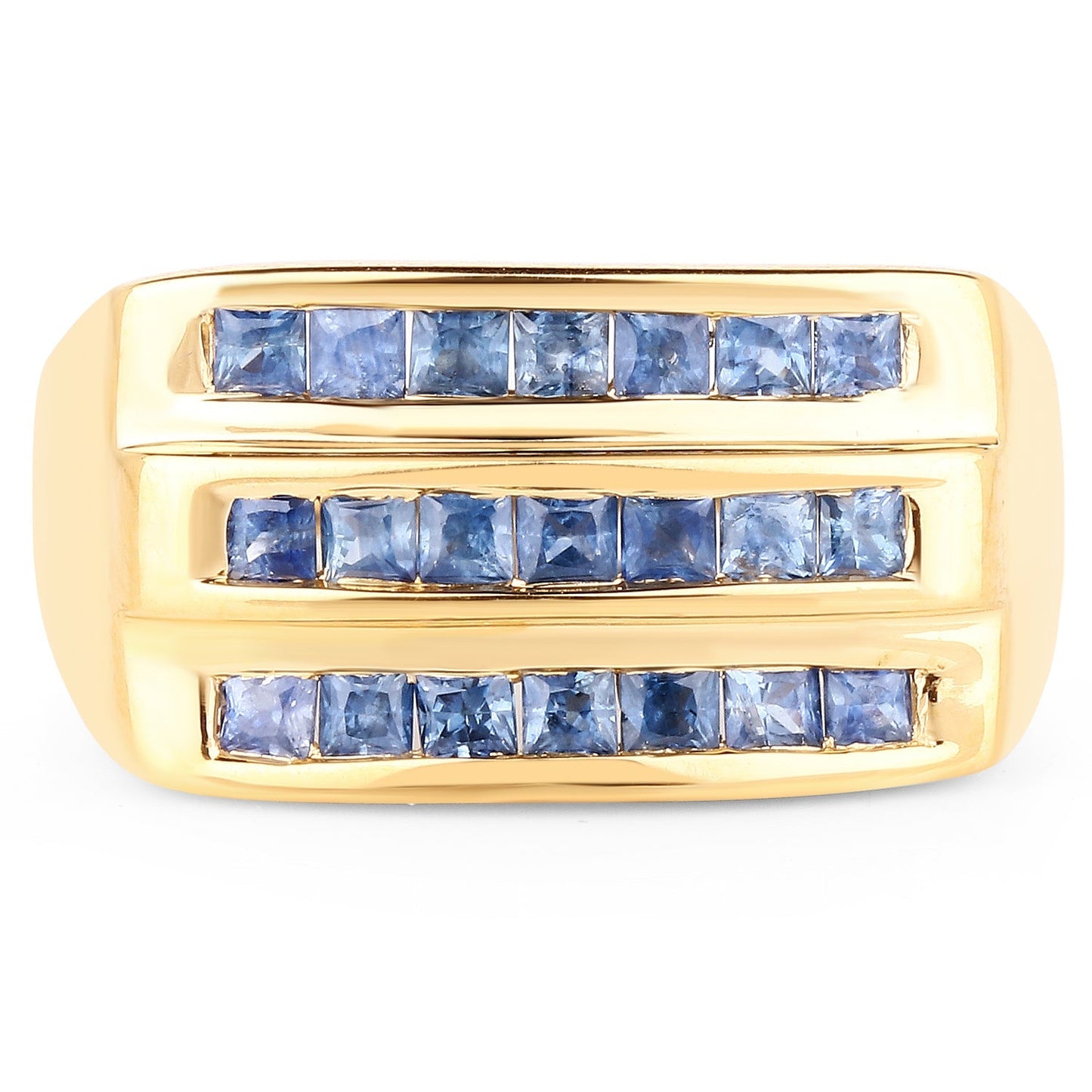 14K Yellow Gold Plated 1.05 Carat Genuine Blue Sapphire .925 Sterling Silver Ring Bids.com