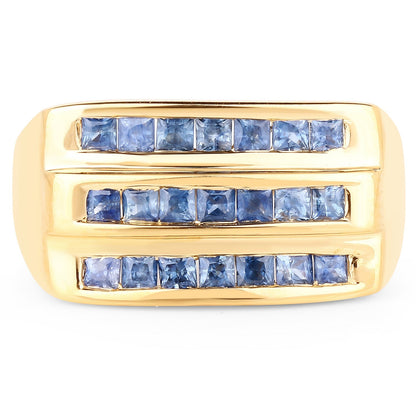 14K Yellow Gold Plated 1.05 Carat Genuine Blue Sapphire .925 Sterling Silver Ring Bids.com
