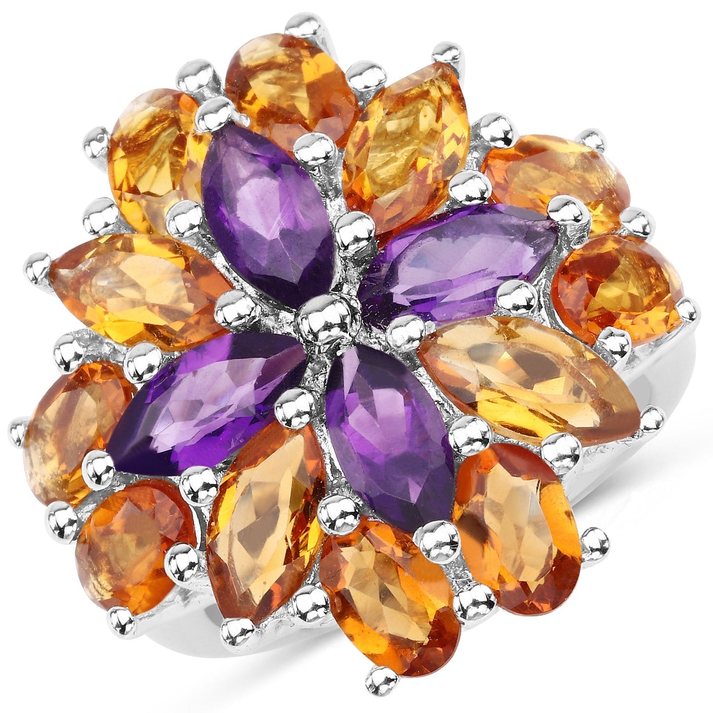 7.96 Carat Genuine Amethyst & Madeira Citrine .925 Sterling Silver Ring Bids.com