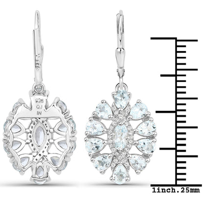 2.93 Carat Genuine Aquamarine and White Topaz .925 Sterling Silver Earrings Bids.com
