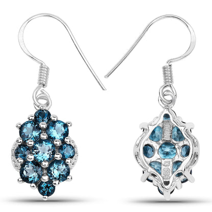 4.32 Carat Genuine London Blue Topaz .925 Sterling Silver Earrings Bids.com