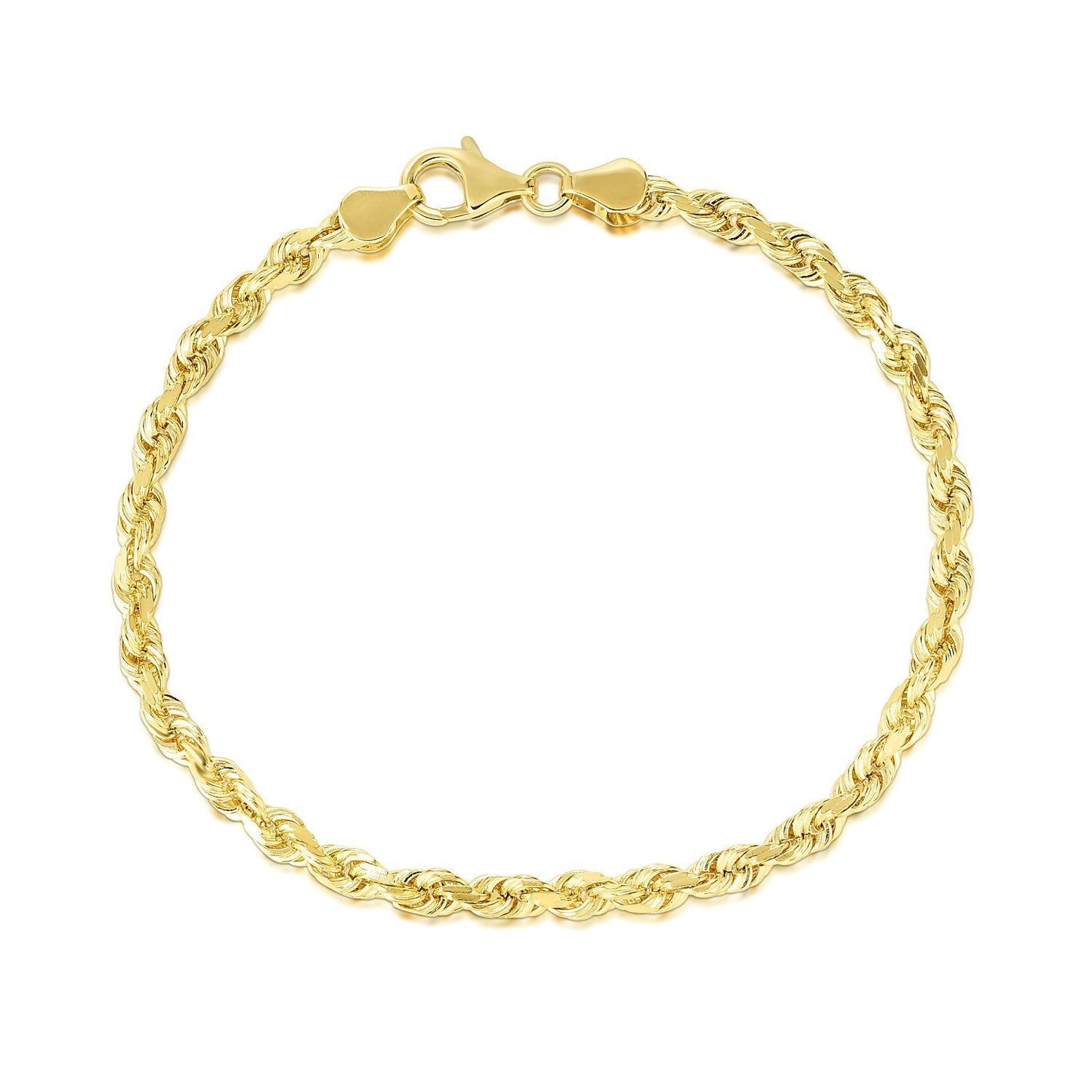 5.0mm 10k Yellow Gold Solid Diamond Cut Rope Bracelet Bids.com