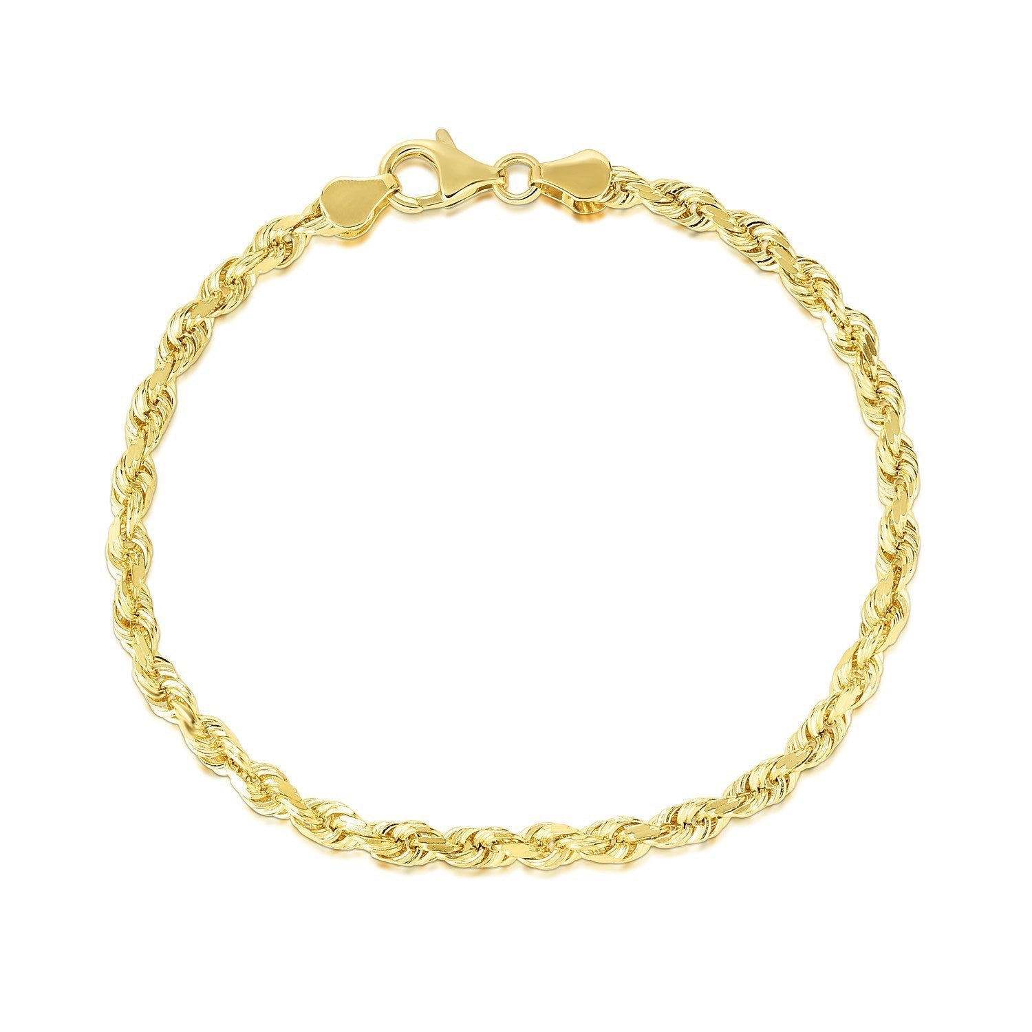 5.0mm 10k Yellow Gold Solid Diamond Cut Rope Bracelet Bids.com