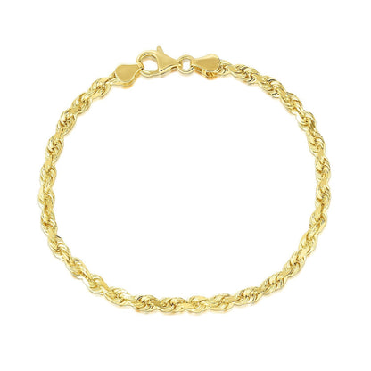 5.0mm 10k Yellow Gold Solid Diamond Cut Rope Bracelet Bids.com