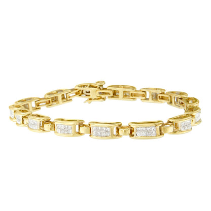 14K Yellow Gold Princess-Cut Diamond Links of Love Bracelet (2.00 cttw, H-I Color, SI2-I1 Clarity) Bids.com
