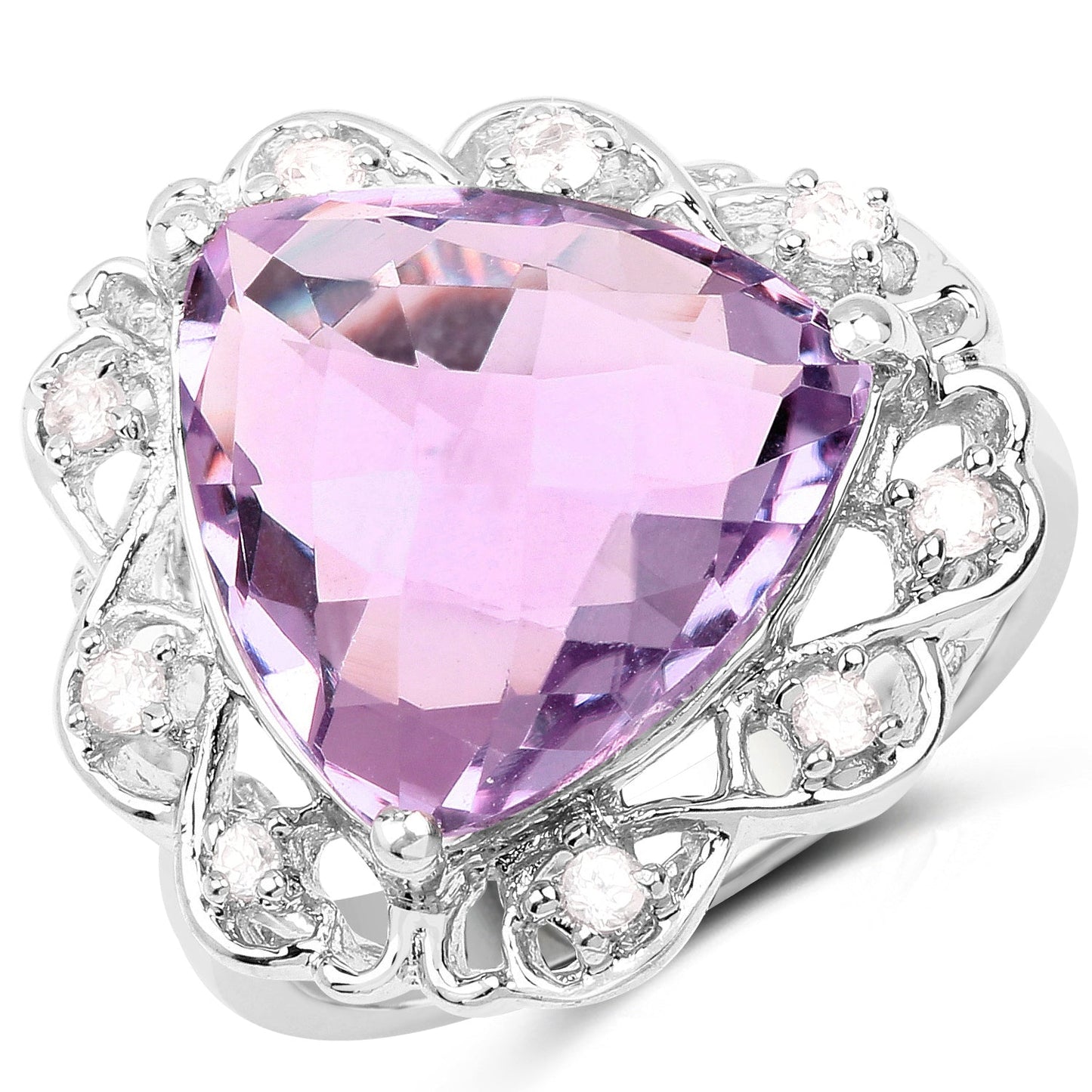 8.86 Carat Genuine Amethyst and White Zircon .925 Sterling Silver Ring Bids.com