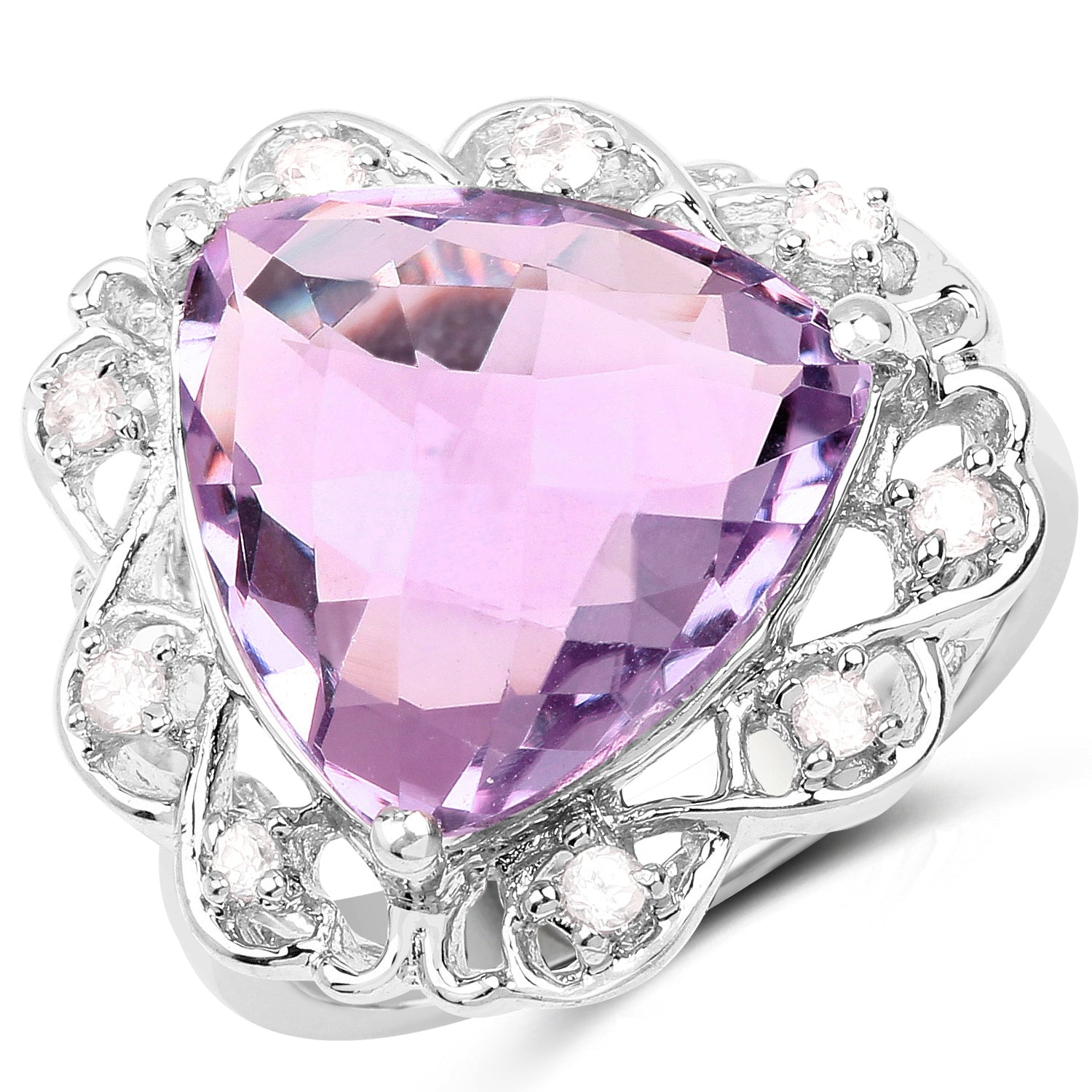 8.86 Carat Genuine Amethyst and White Zircon .925 Sterling Silver Ring Bids.com