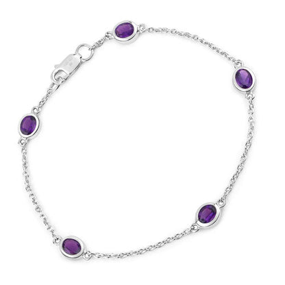 1.70 Carat Genuine Amethyst .925 Sterling Silver Bracelet Bids.com