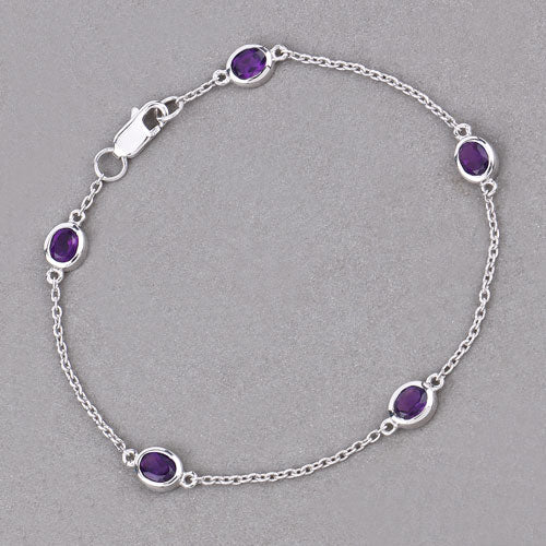 1.70 Carat Genuine Amethyst .925 Sterling Silver Bracelet Bids.com