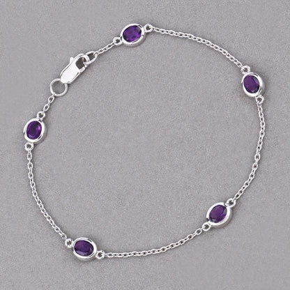 1.70 Carat Genuine Amethyst .925 Sterling Silver Bracelet Bids.com