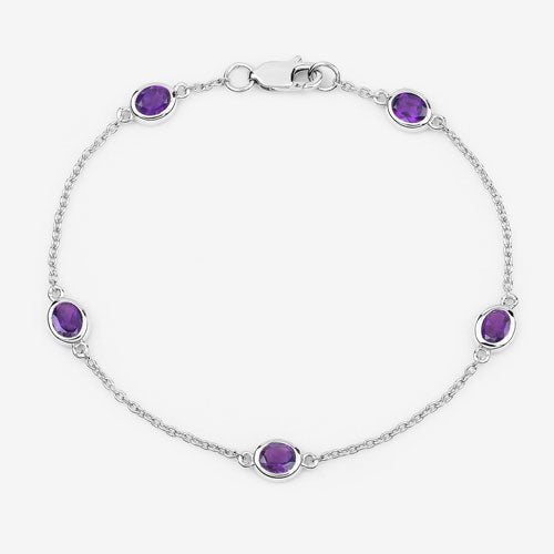 1.70 Carat Genuine Amethyst .925 Sterling Silver Bracelet Bids.com