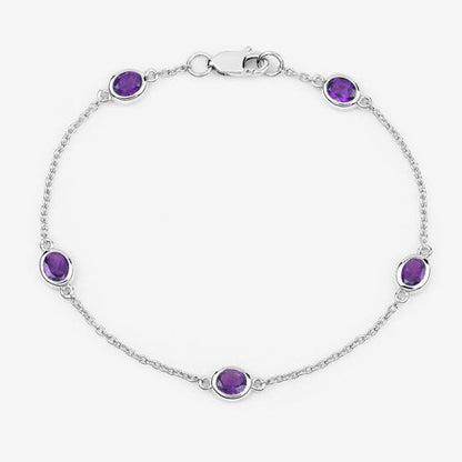 1.70 Carat Genuine Amethyst .925 Sterling Silver Bracelet Bids.com