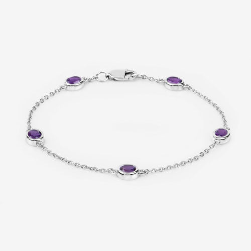 1.70 Carat Genuine Amethyst .925 Sterling Silver Bracelet Bids.com