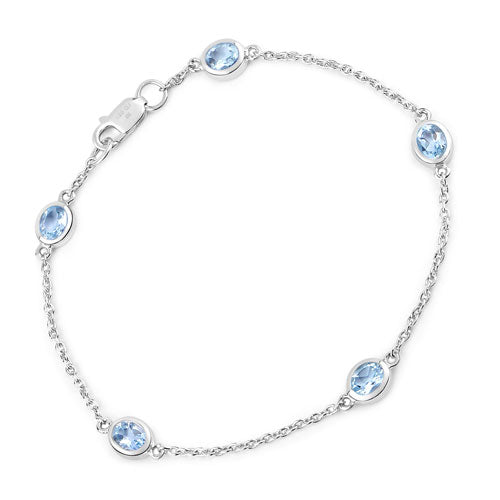 1.80 Carat Genuine Blue Topaz .925 Sterling Silver Bracelet Bids.com