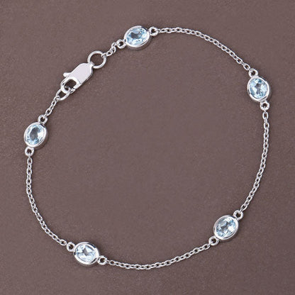 1.80 Carat Genuine Blue Topaz .925 Sterling Silver Bracelet Bids.com