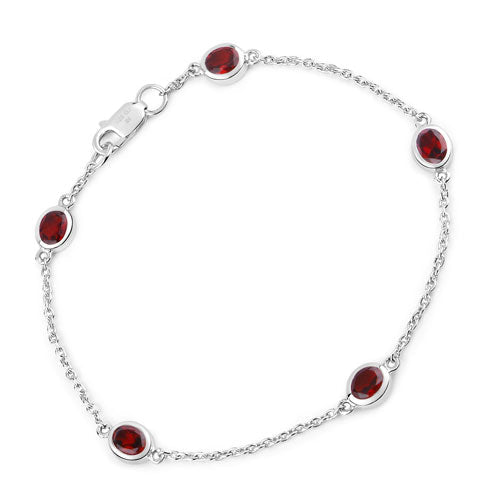 2.25 Carat Genuine Garnet .925 Sterling Silver Bracelet Bids.com