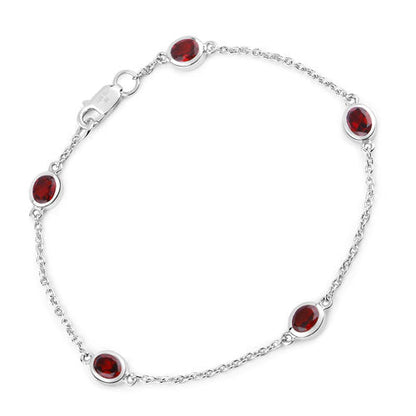 2.25 Carat Genuine Garnet .925 Sterling Silver Bracelet Bids.com