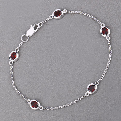 2.25 Carat Genuine Garnet .925 Sterling Silver Bracelet Bids.com
