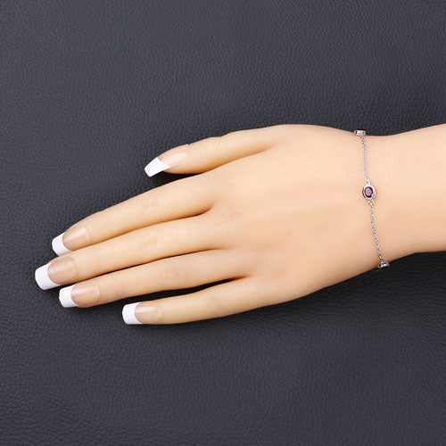 2.25 Carat Genuine Garnet .925 Sterling Silver Bracelet Bids.com