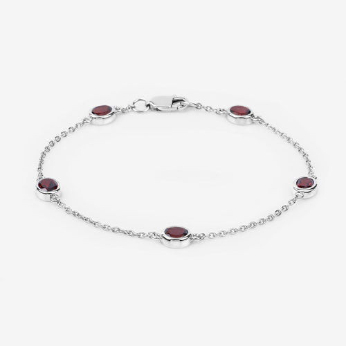 2.25 Carat Genuine Garnet .925 Sterling Silver Bracelet Bids.com
