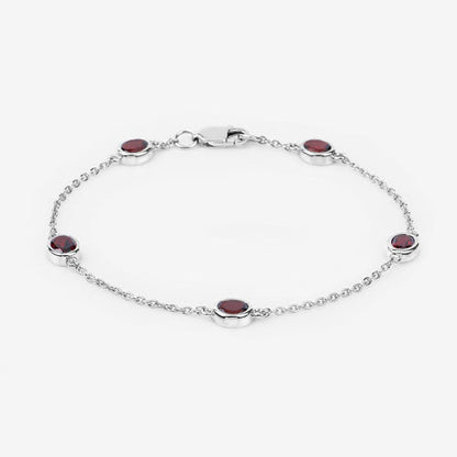 2.25 Carat Genuine Garnet .925 Sterling Silver Bracelet Bids.com