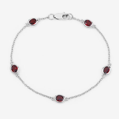 2.25 Carat Genuine Garnet .925 Sterling Silver Bracelet Bids.com