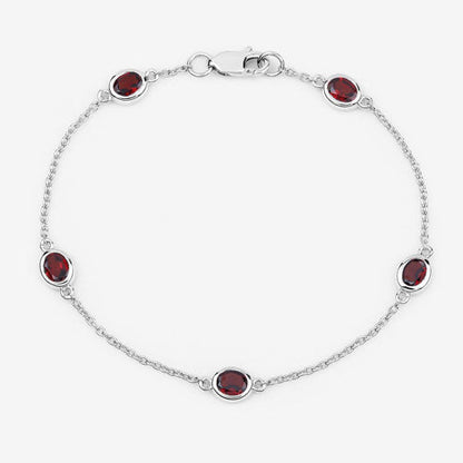 2.25 Carat Genuine Garnet .925 Sterling Silver Bracelet Bids.com