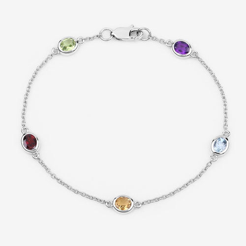 1.83 Carat Genuine Multi Stones .925 Sterling Silver Bracelet Bids.com