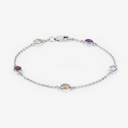 1.83 Carat Genuine Multi Stones .925 Sterling Silver Bracelet Bids.com