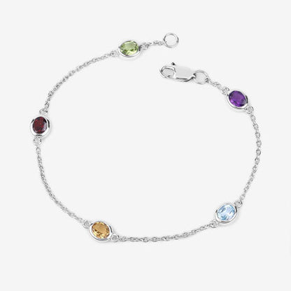 1.83 Carat Genuine Multi Stones .925 Sterling Silver Bracelet Bids.com