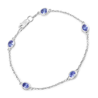1.65 Carat Genuine Tanzanite .925 Sterling Silver Bracelet Bids.com
