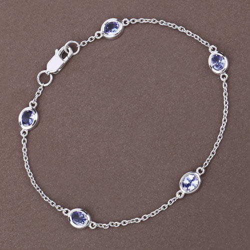 1.65 Carat Genuine Tanzanite .925 Sterling Silver Bracelet Bids.com