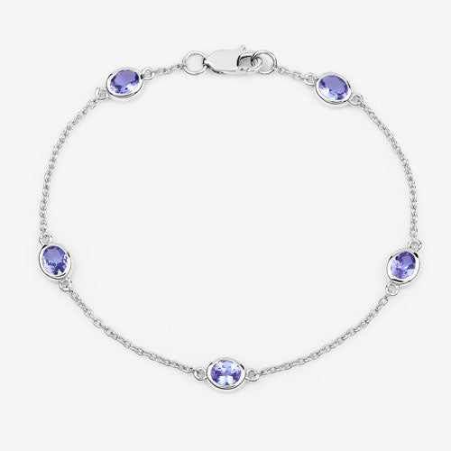 1.65 Carat Genuine Tanzanite .925 Sterling Silver Bracelet Bids.com