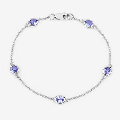 1.65 Carat Genuine Tanzanite .925 Sterling Silver Bracelet Bids.com