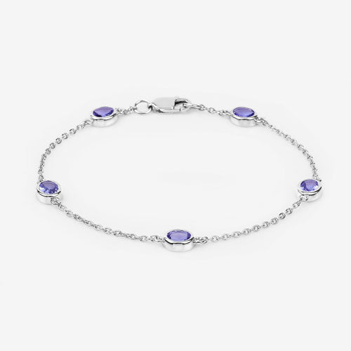 1.65 Carat Genuine Tanzanite .925 Sterling Silver Bracelet Bids.com